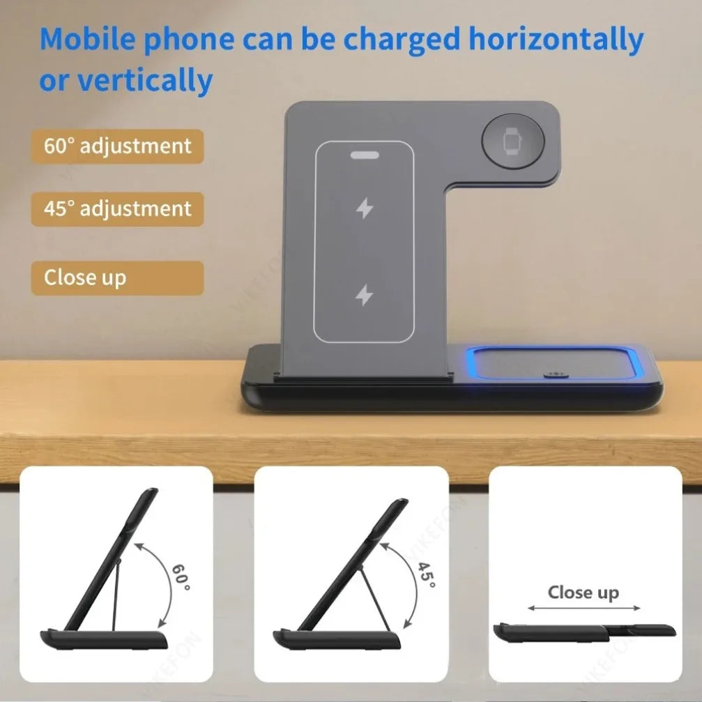 3 in 1 30W Foldable Wireless Charging Station for iPhone 16 15 14 13 12 Pro Max iWatch Ultra Airpods Pro Fast Charger Stand Dock